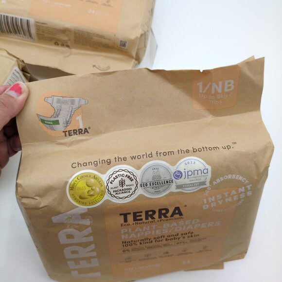 3 Packs Terra Plant-Based Newborn Diapers Size 1‎ | 24 Count Each | Eco-Friendly - Picture 4 of 12